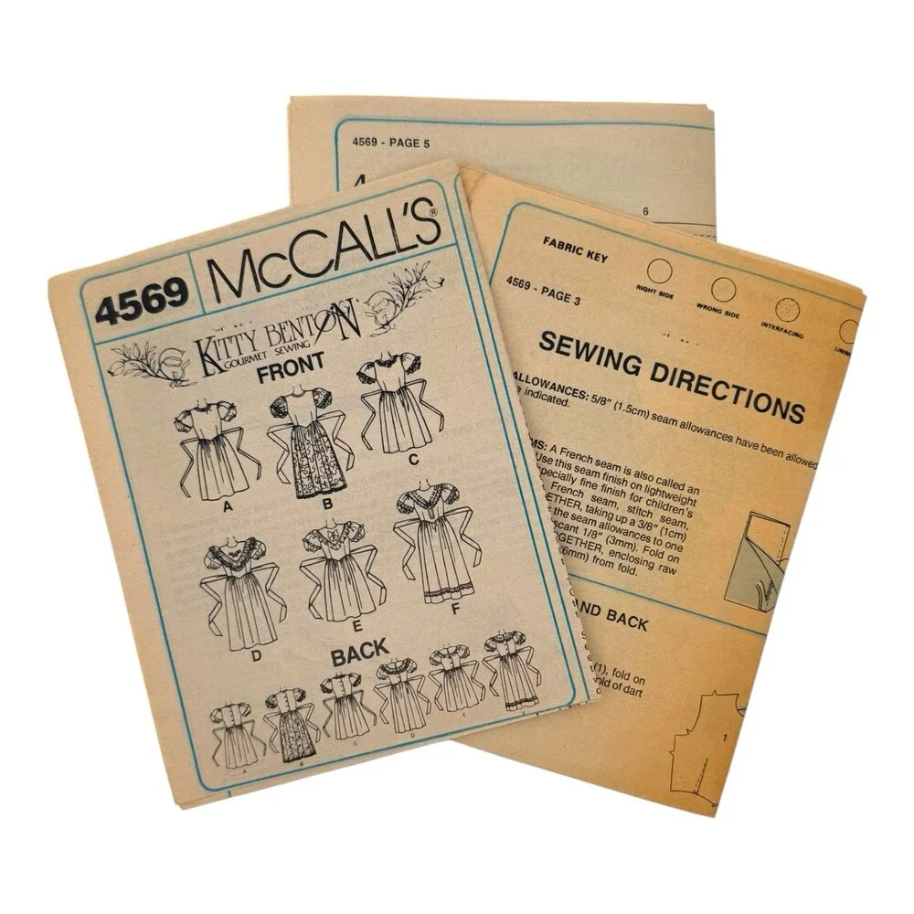 VTG 1989 McCalls Sewing Pattern Kitty Benton Gourmet Childs DRESS Sz 3T #4569